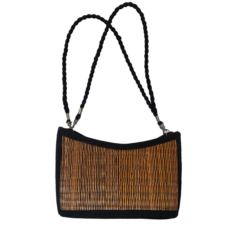 Baskets of‎ Cambodia Saraye Tatami Style Woven Reed Grass Shoulder Bag Small